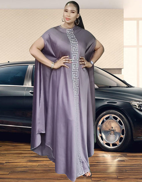 Dubai Dashiki Muslim Dress with Silk Maxi Skirt and African Bazin Design